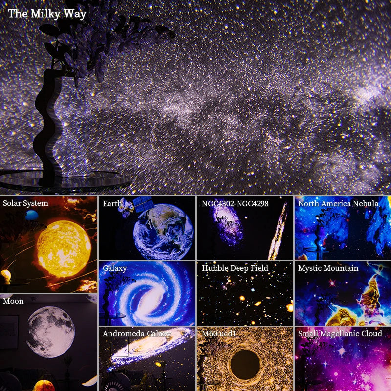 Night Light Galaxy Projector Starry Sky Projector 360 Rotate Planetarium Lamp For Kids Bedroom Valentines Day Gift Wedding Deco Nocturna-Pro