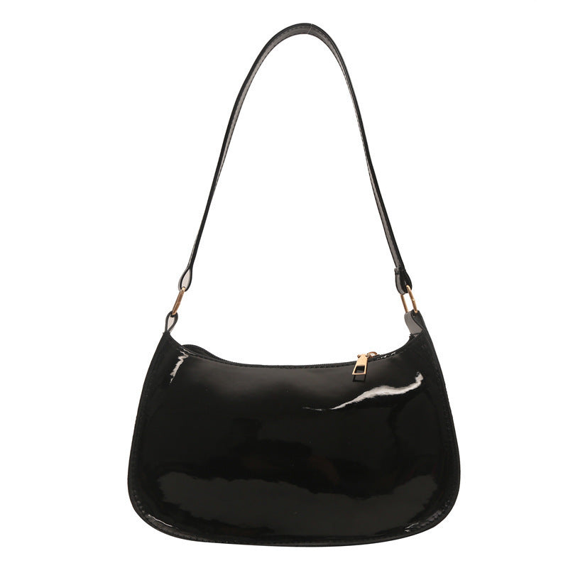 Underarm Bag Women's Portable Patent Leather Solid Color Glossy Crossbody Bag Nocturna-Pro