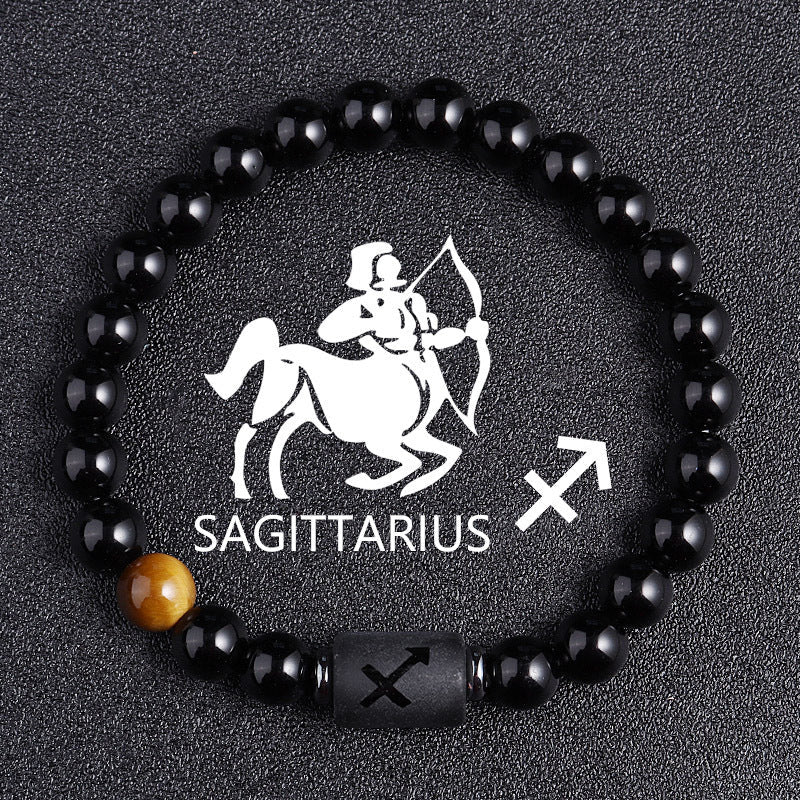 Twelve Constellation Black Glass Tiger-eye Bracelet Nocturna-Pro