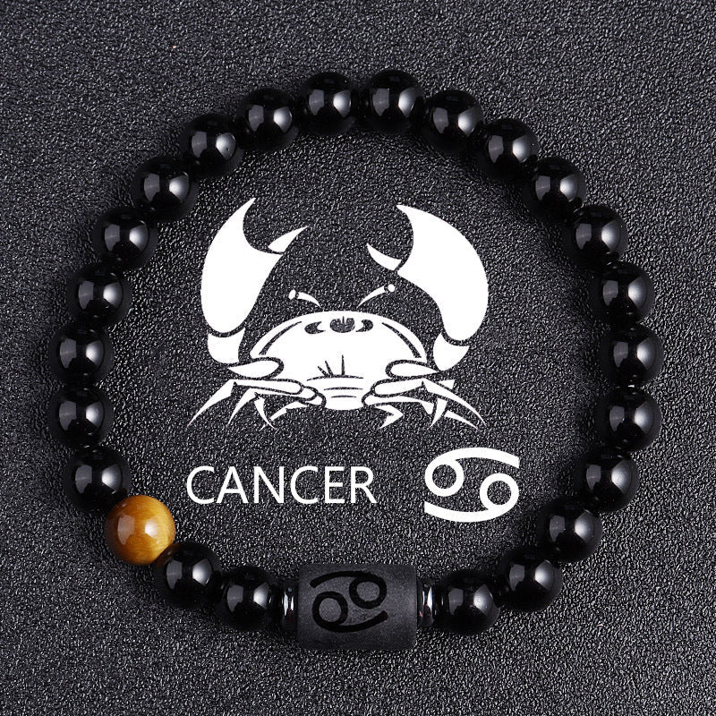 Twelve Constellation Black Glass Tiger-eye Bracelet Nocturna-Pro