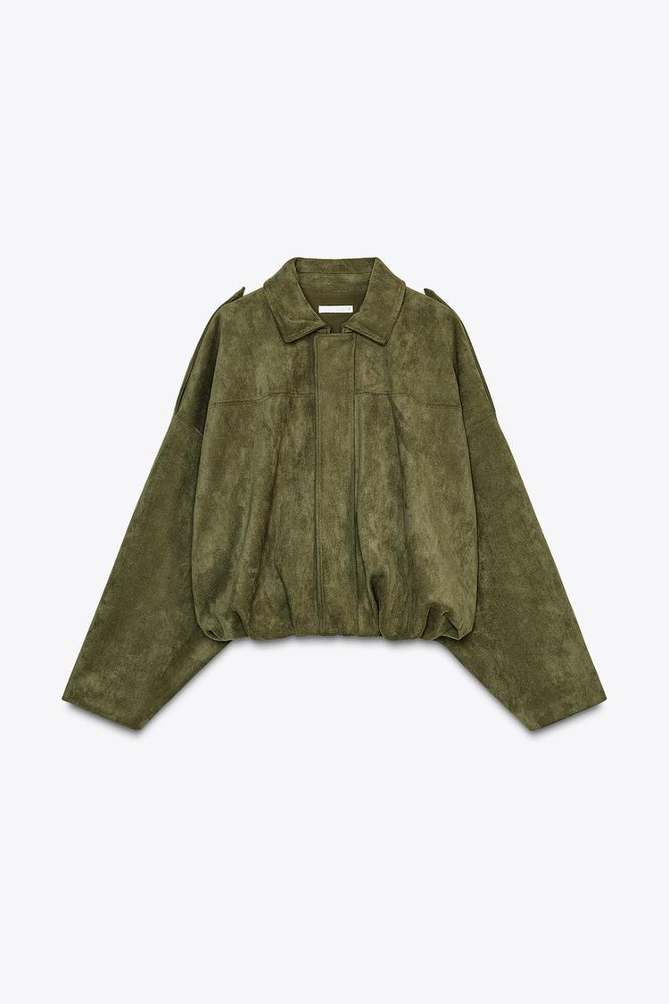 Women's Batwing Sleeve Lapel Suede Texture Effect Pilot Jacket Nocturna-Pro