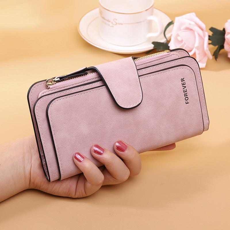 Women's Long Wallet Trifold Matte Leather Clutch Nocturna-Pro
