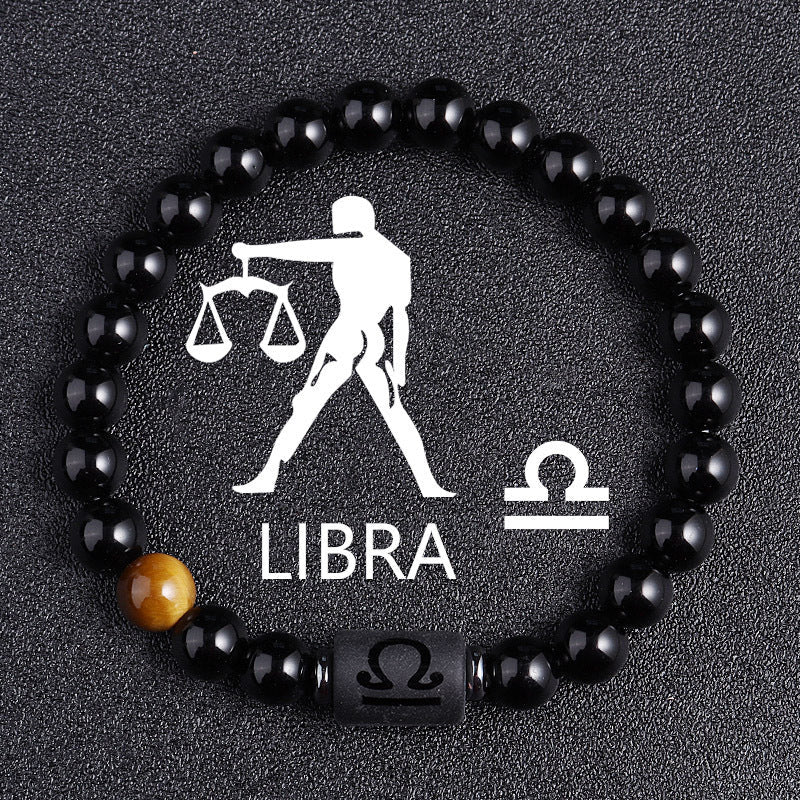 Twelve Constellation Black Glass Tiger-eye Bracelet Nocturna-Pro