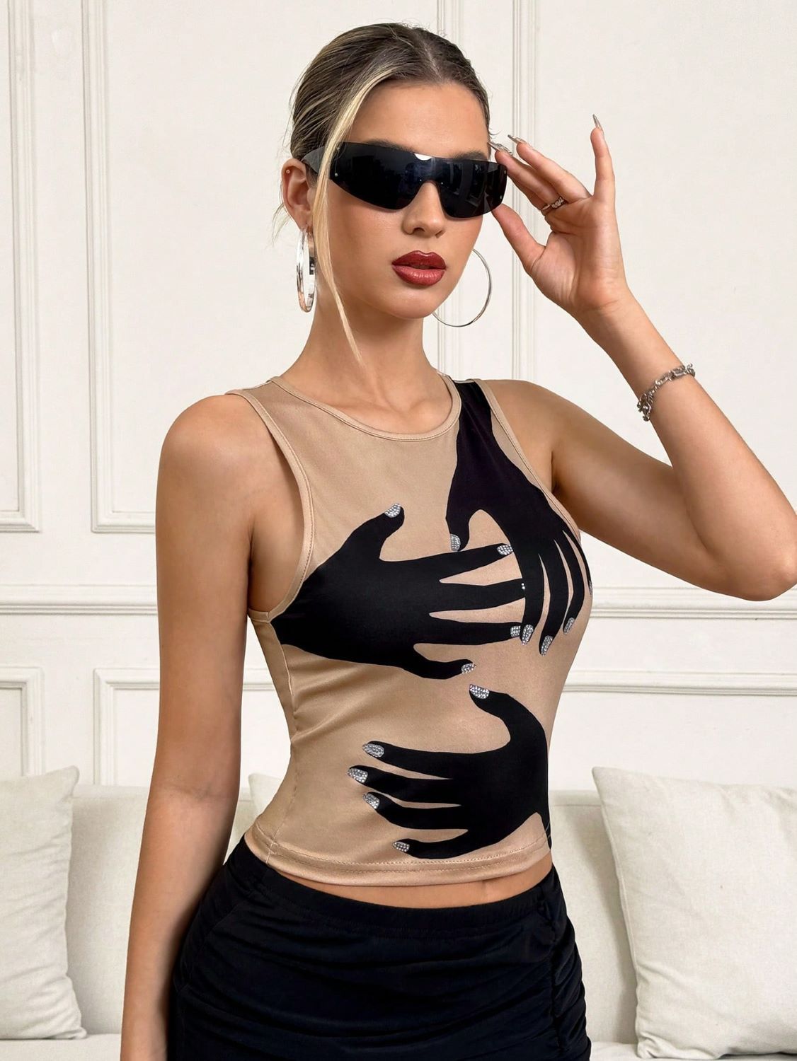 Y2K Printed Tank Vest INS Fashion Streetwear Round Neck Sleeveless Top Summer Women's Clothing - Nocturna-Pro
