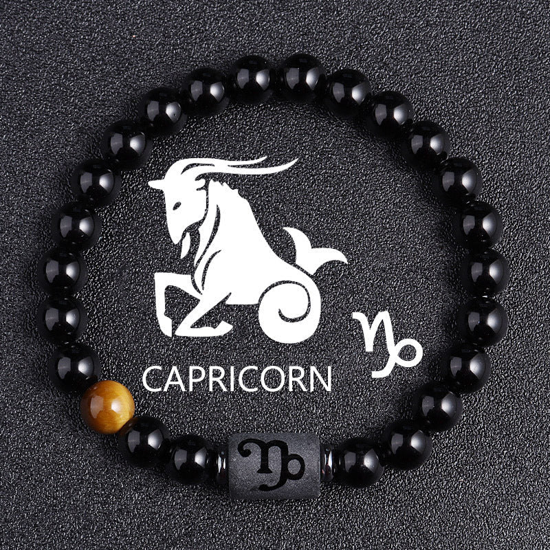 Twelve Constellation Black Glass Tiger-eye Bracelet Nocturna-Pro