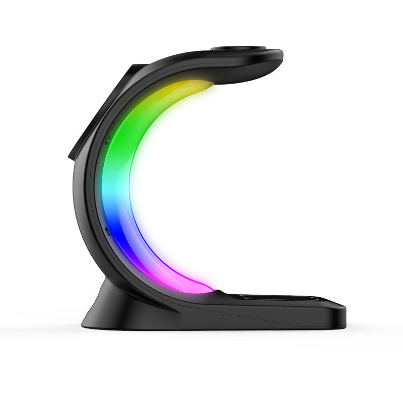 4 In 1 Magnetic Wireless Charger Fast Charging For Smart Phone Atmosphere Light Charging Station For Airpods Pro I-phone Watch Nocturna-Pro