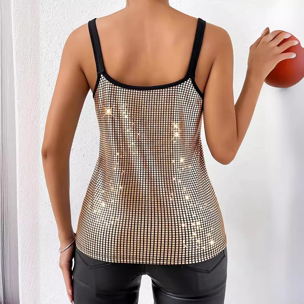 Summer Sequined Suspender Chain Vest Top Women's Clothing Nocturna-Pro
