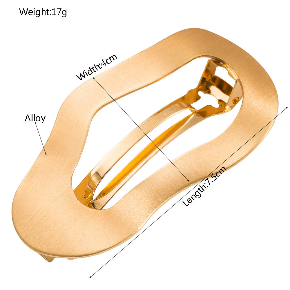 Japanese And Korean Simple Style Metal All-match Geometric Spring Clip Oval Hollow Hair Accessories Nocturna-Pro