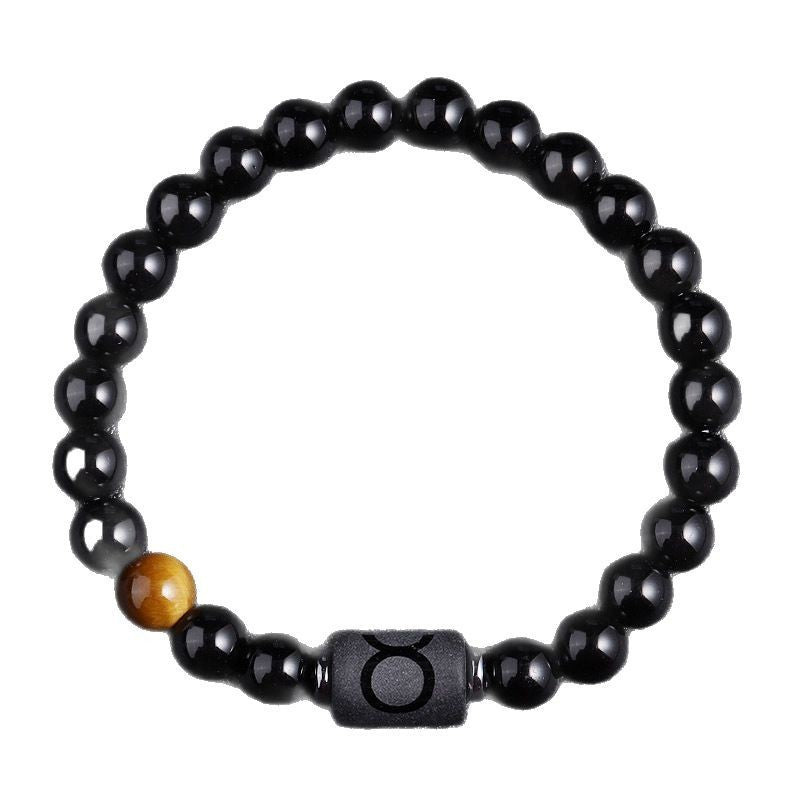Twelve Constellation Black Glass Tiger-eye Bracelet Nocturna-Pro