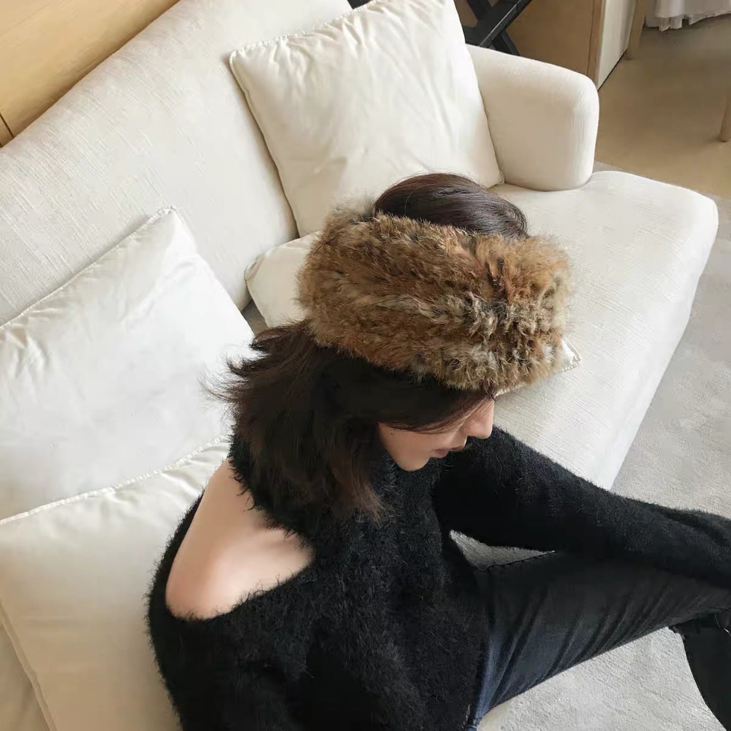 Korean Style Internet Celebrity Hair Band Women's Fashion Elastic Rabbit Hair Band Autumn And Winter Warm Plush Nocturna-Pro