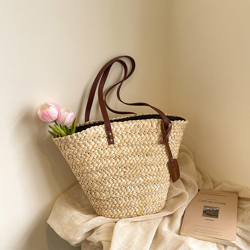 Large Capacity Straw Woven Bag Women's Woven Portable Vegetable Basket Bag Nocturna-Pro