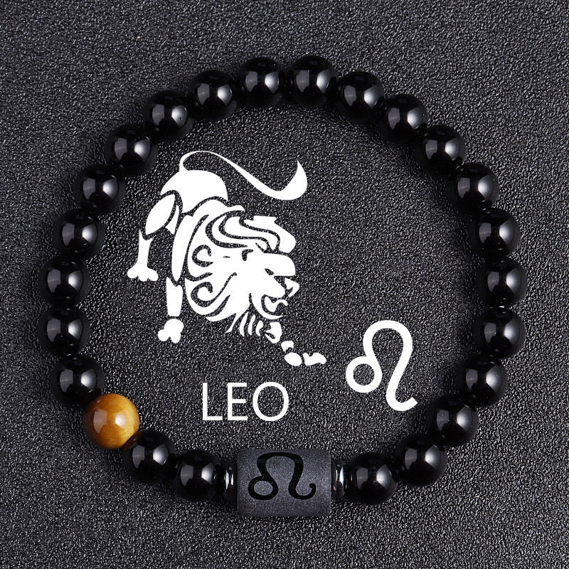 Twelve Constellation Black Glass Tiger-eye Bracelet Nocturna-Pro