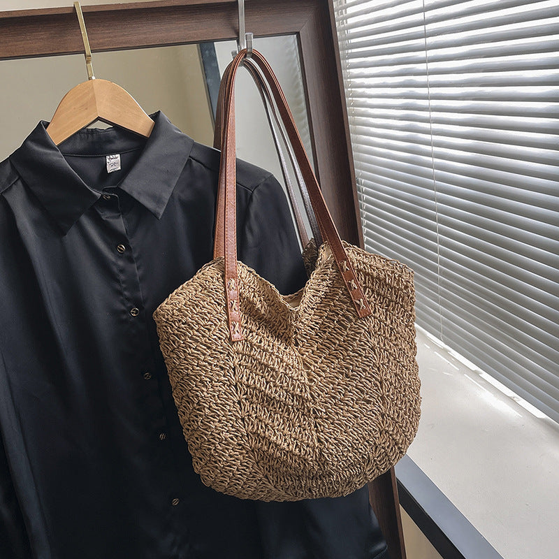 Straw Bag Holiday Shoulder Bag Fashion Woven Tote Bag Nocturna-Pro