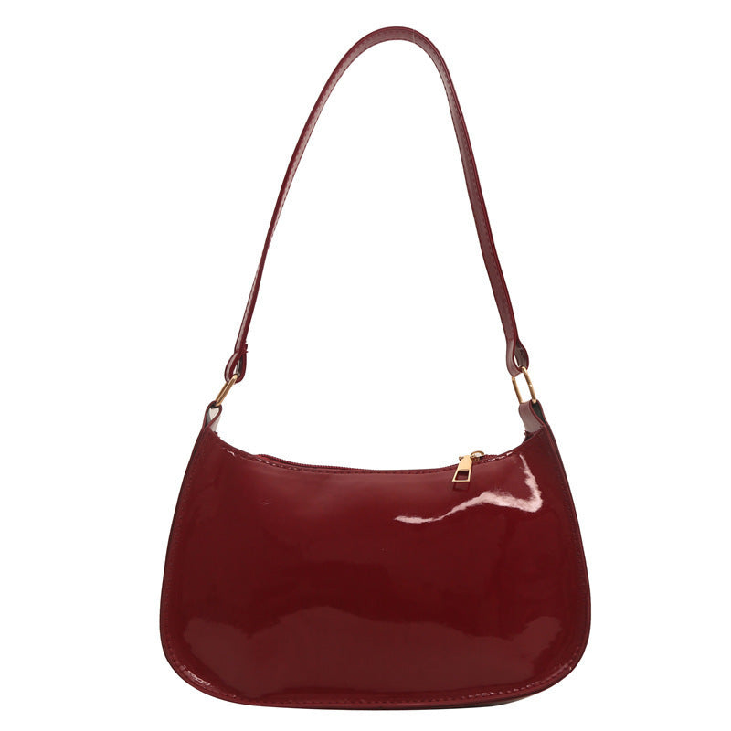 Underarm Bag Women's Portable Patent Leather Solid Color Glossy Crossbody Bag Nocturna-Pro