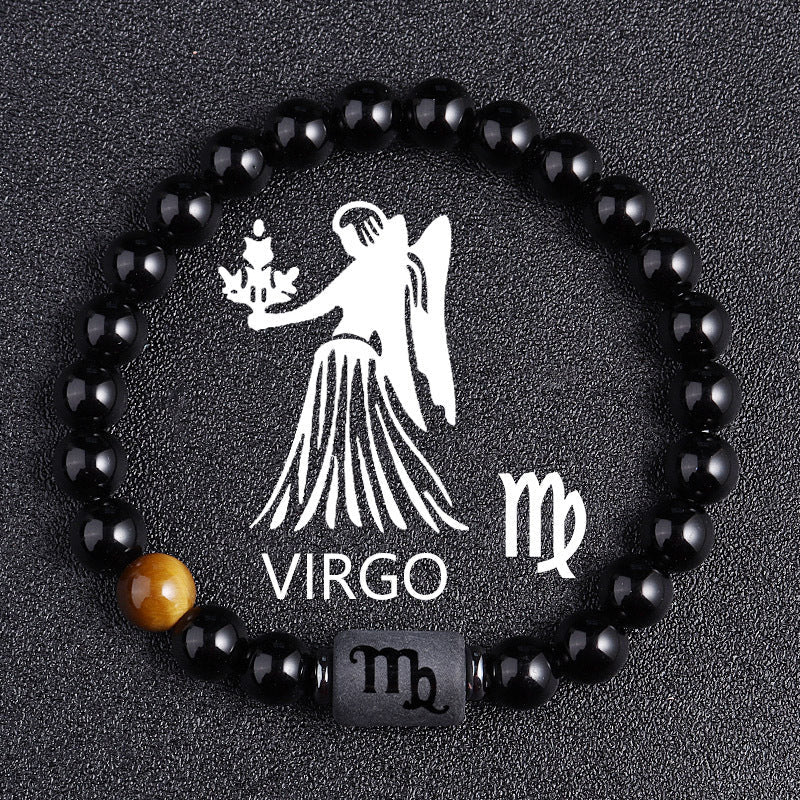 Twelve Constellation Black Glass Tiger-eye Bracelet Nocturna-Pro