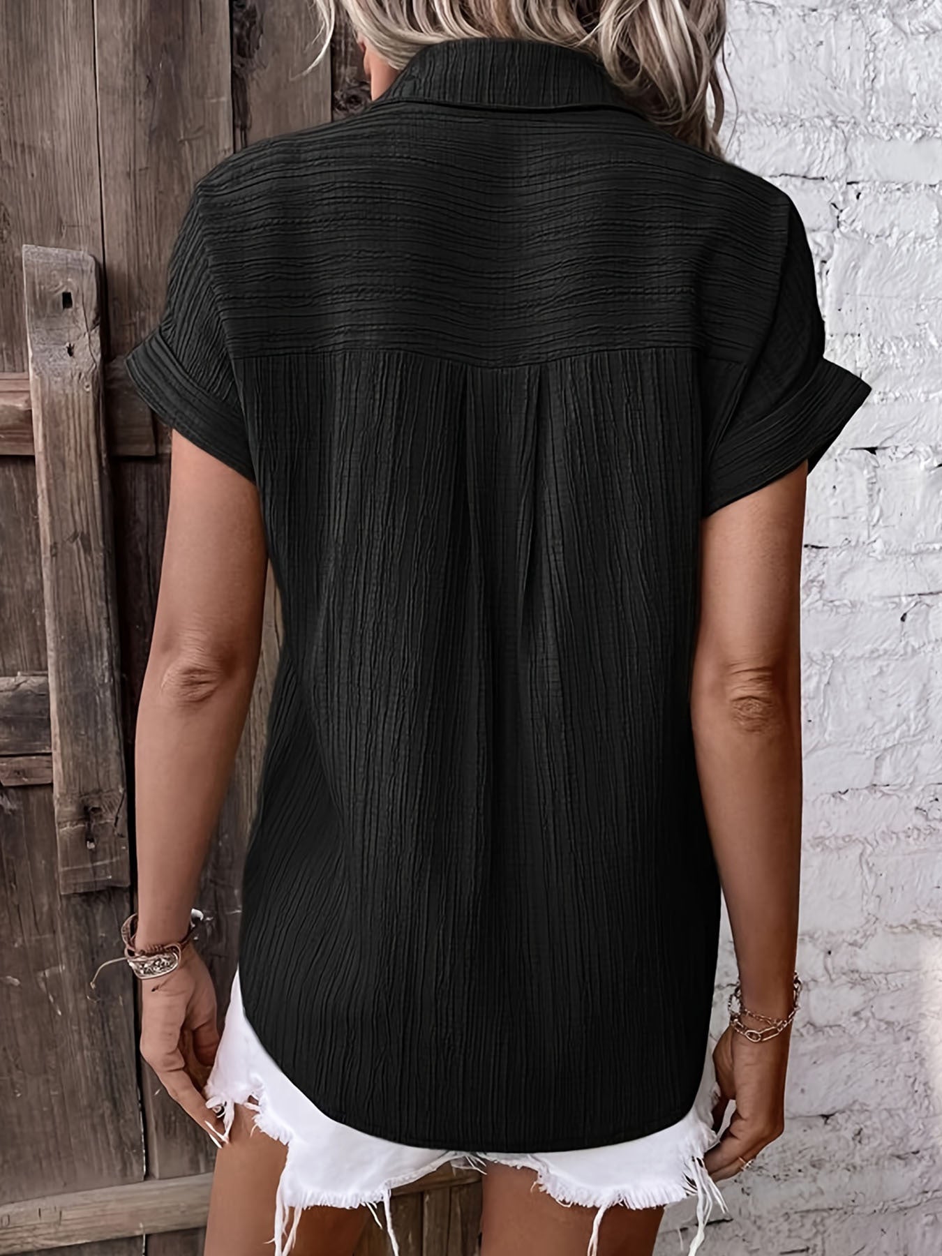 Chic Batwing Blouse Versatile Chic V-Neck Blouse - Batwing Sleeves Easy-Care Top For Spring Summer Fall Nocturna-Pro