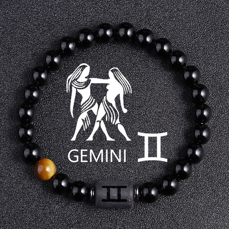 Twelve Constellation Black Glass Tiger-eye Bracelet Nocturna-Pro