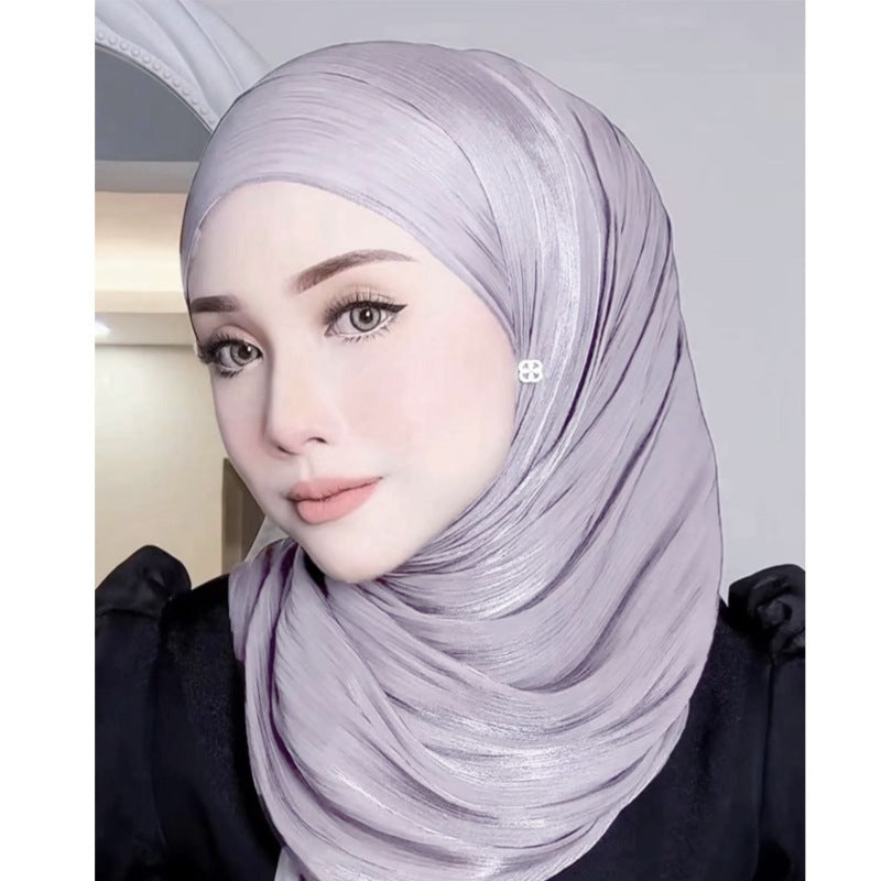 Solid Color Thin Travel Sun Protection Shawl Linen Plain Satin Scarf Nocturna-Pro