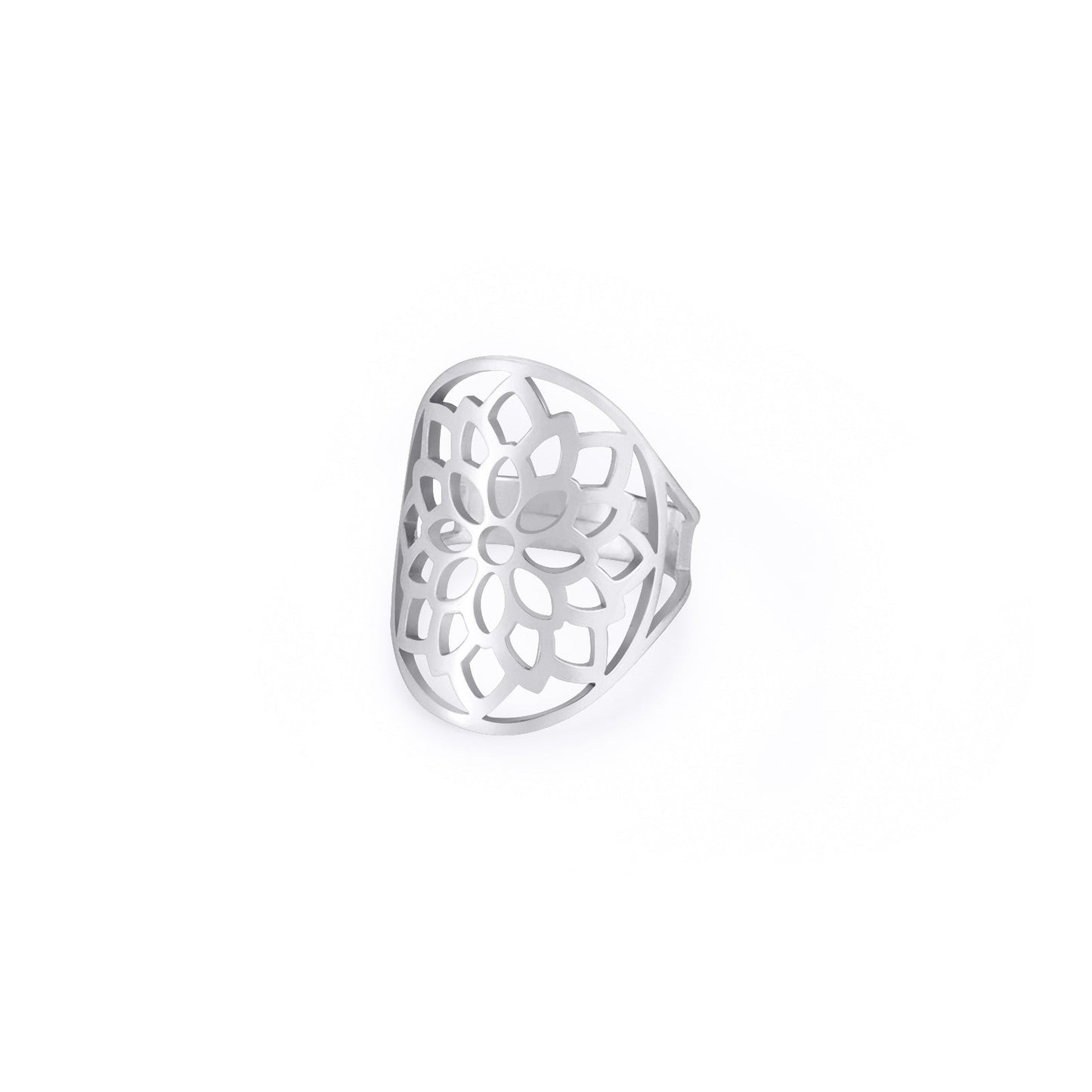 Stainless Steel Hollow Chrysanthemum Adjustable Ring Nocturna-Pro