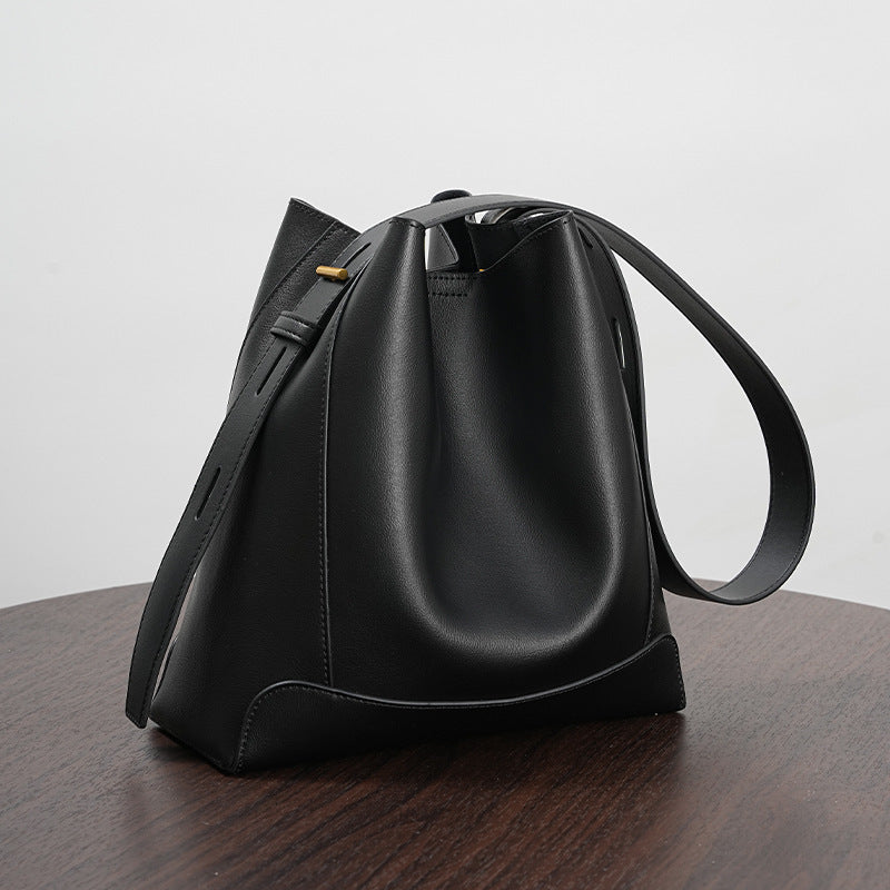 Shoulder Capacity Women's Leather Height Cross Body Bucket Bag Nocturna-Pro