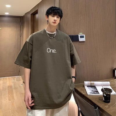 Summer Pure Cotton Plus Size Men's Letter Short Sleeve Nocturna-Pro