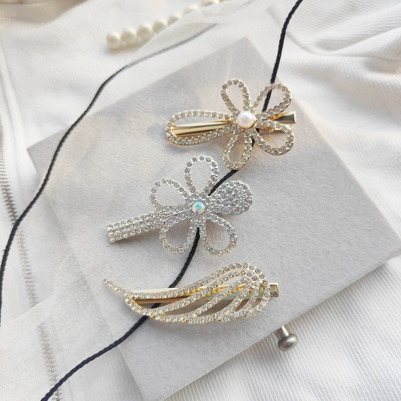 South Korea Temperament Ins Style Pearl Rhinestone Duckbill Clip Hollowed Heart Shape Nocturna-Pro