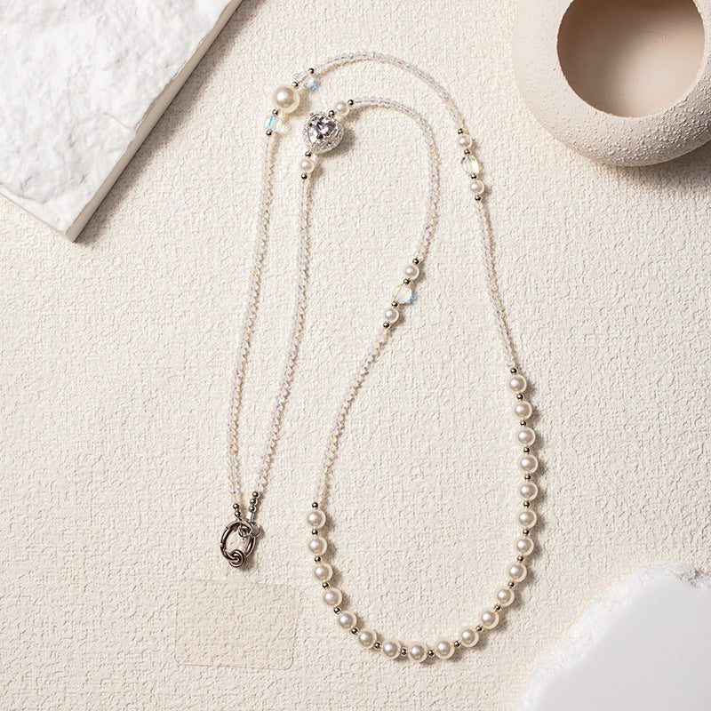 Mobile Phone Lanyard Colorful Crystals Pearl Mobile Phone Charm Metal Buckle Crossbody Nocturna-Pro