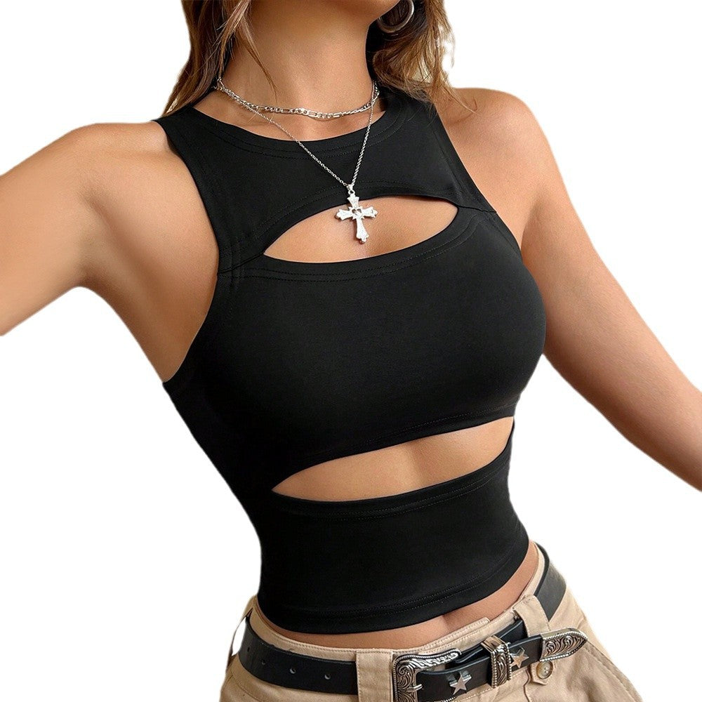 Women's Vest Hollow Out Outer Wear Short Sleeveless Top Nocturna-Pro