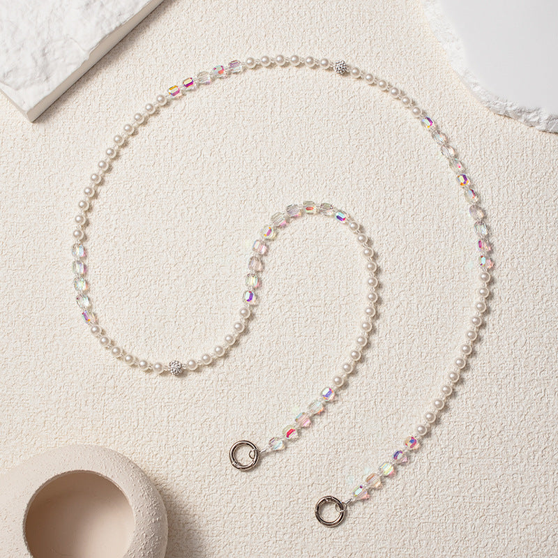Mobile Phone Lanyard Colorful Crystals Pearl Mobile Phone Charm Metal Buckle Crossbody Nocturna-Pro
