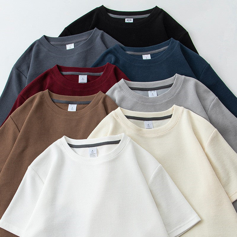 Summer Japanese Round Neck Half Sleeve Top Loose Casual Solid Color Nocturna-Pro