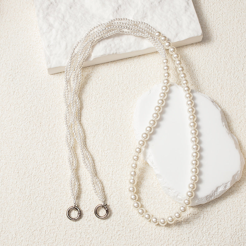 Mobile Phone Lanyard Colorful Crystals Pearl Mobile Phone Charm Metal Buckle Crossbody Nocturna-Pro