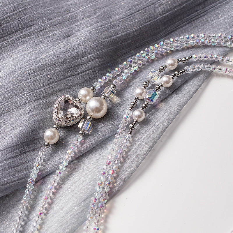 Mobile Phone Lanyard Colorful Crystals Pearl Mobile Phone Charm Metal Buckle Crossbody Nocturna-Pro