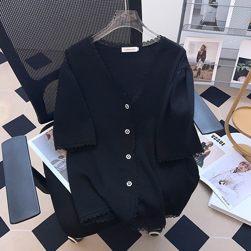 Plus Size Women's Top T-shirt With Short Sleeves Cardigan Nocturna-Pro