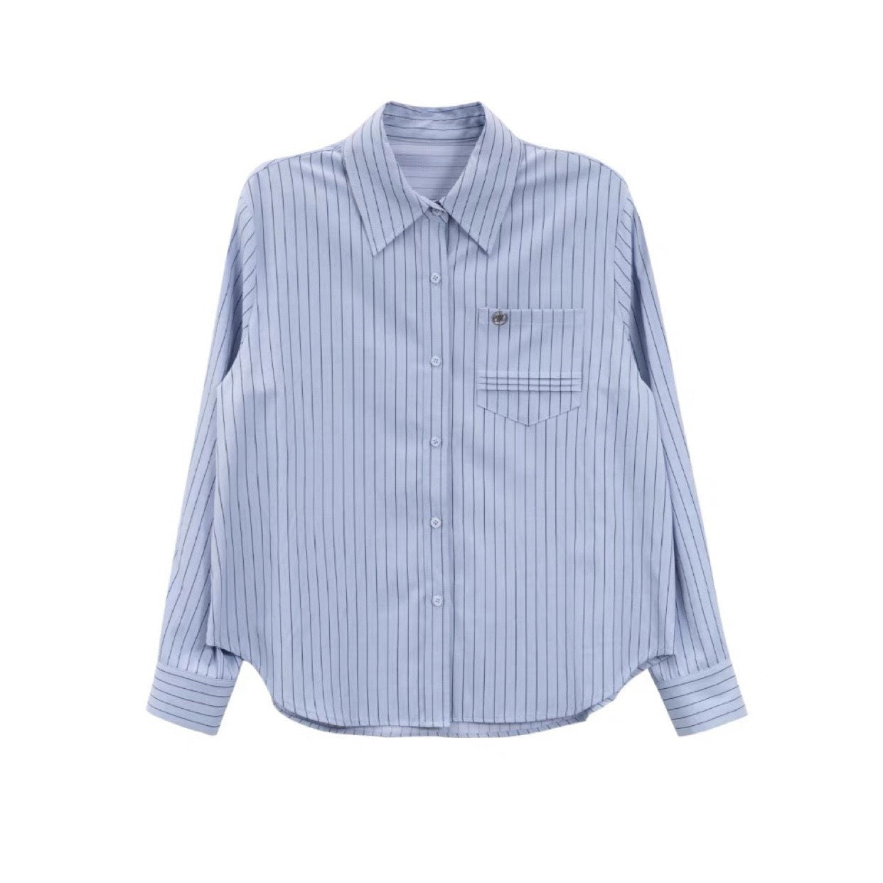 Blue Minimalist Preppy Shirt Women's Loose Slimming Nocturna-Pro