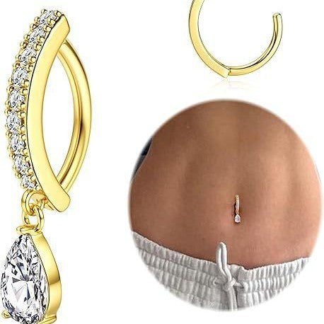 Heart Water Drops Belly Ring Copper Inlaid Zircon Nocturna-Pro