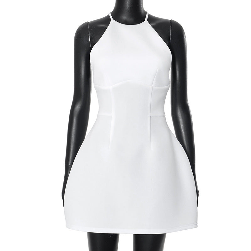 Summer Solid Color Adjustable Shoulder Strap Backless Dress Nocturna-Pro