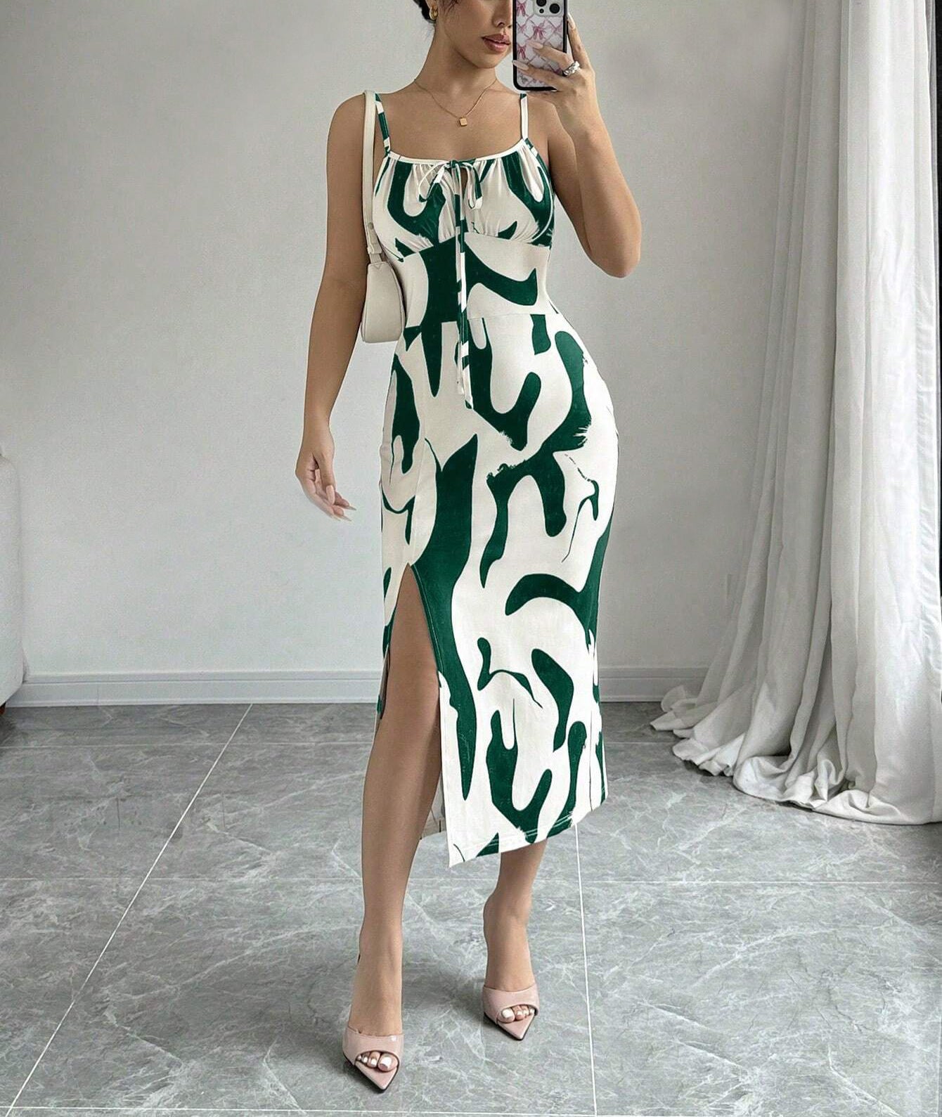Summer Printed Suspender Split Dress Fashion Slim Lace-up Long Dresses For Women Clothing Nocturna-Pro