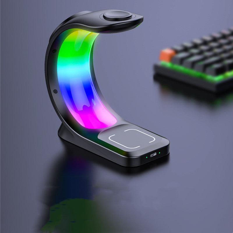 4 In 1 Magnetic Wireless Charger Fast Charging For Smart Phone Atmosphere Light Charging Station For Airpods Pro I-phone Watch Nocturna-Pro