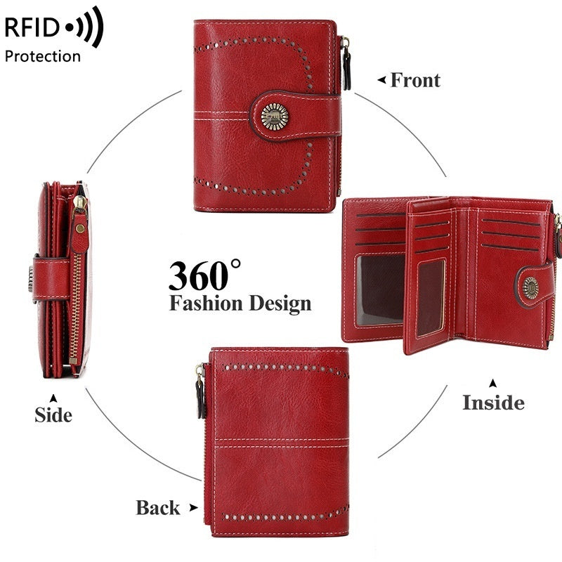 RFID Anti-theft Swiping Women's Wallet Multiple Card Slots Buckle Wallet Nocturna-Pro