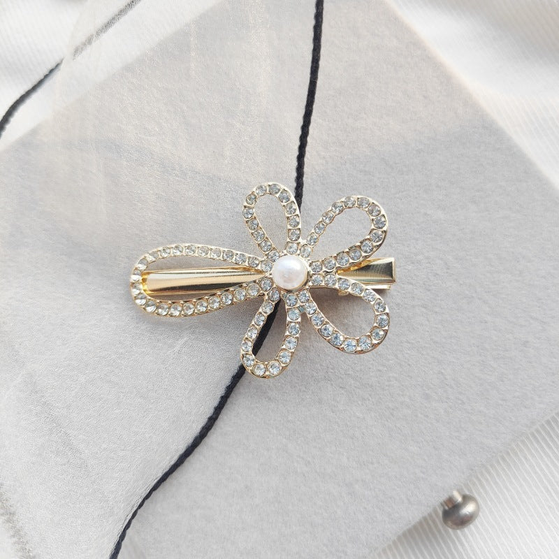 South Korea Temperament Ins Style Pearl Rhinestone Duckbill Clip Hollowed Heart Shape Nocturna-Pro