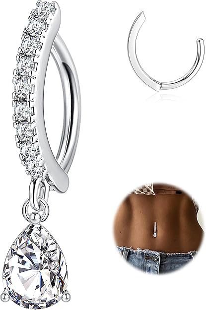 Heart Water Drops Belly Ring Copper Inlaid Zircon Nocturna-Pro