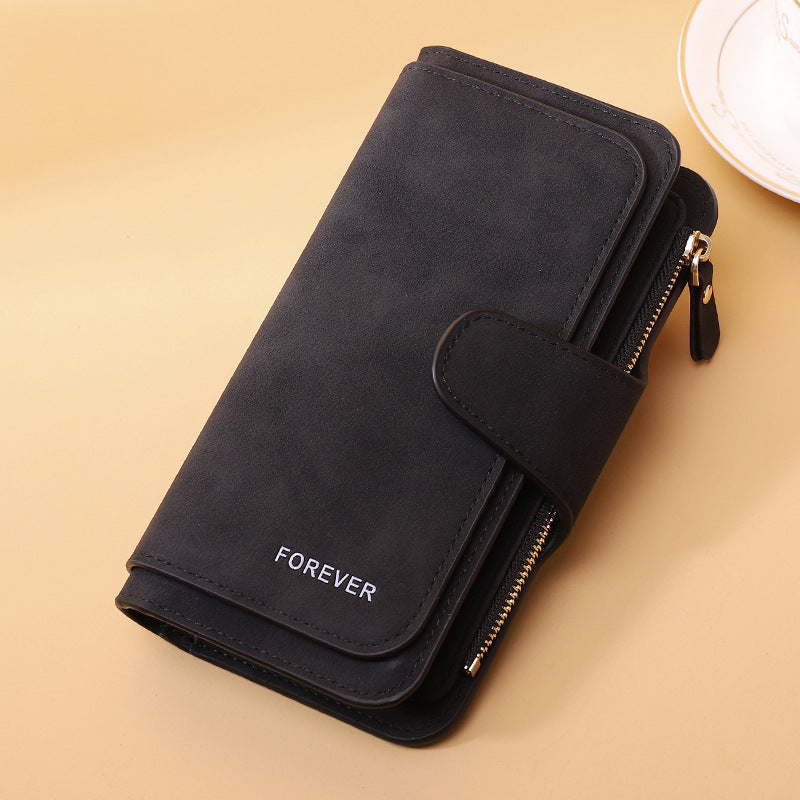Women's Long Wallet Trifold Matte Leather Clutch Nocturna-Pro