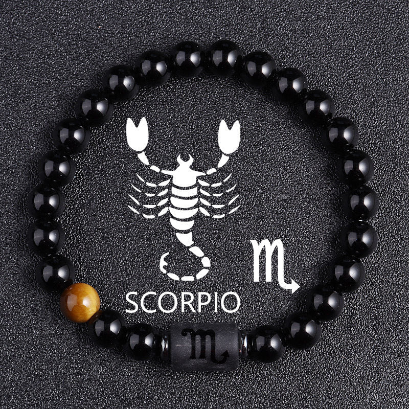 Twelve Constellation Black Glass Tiger-eye Bracelet Nocturna-Pro