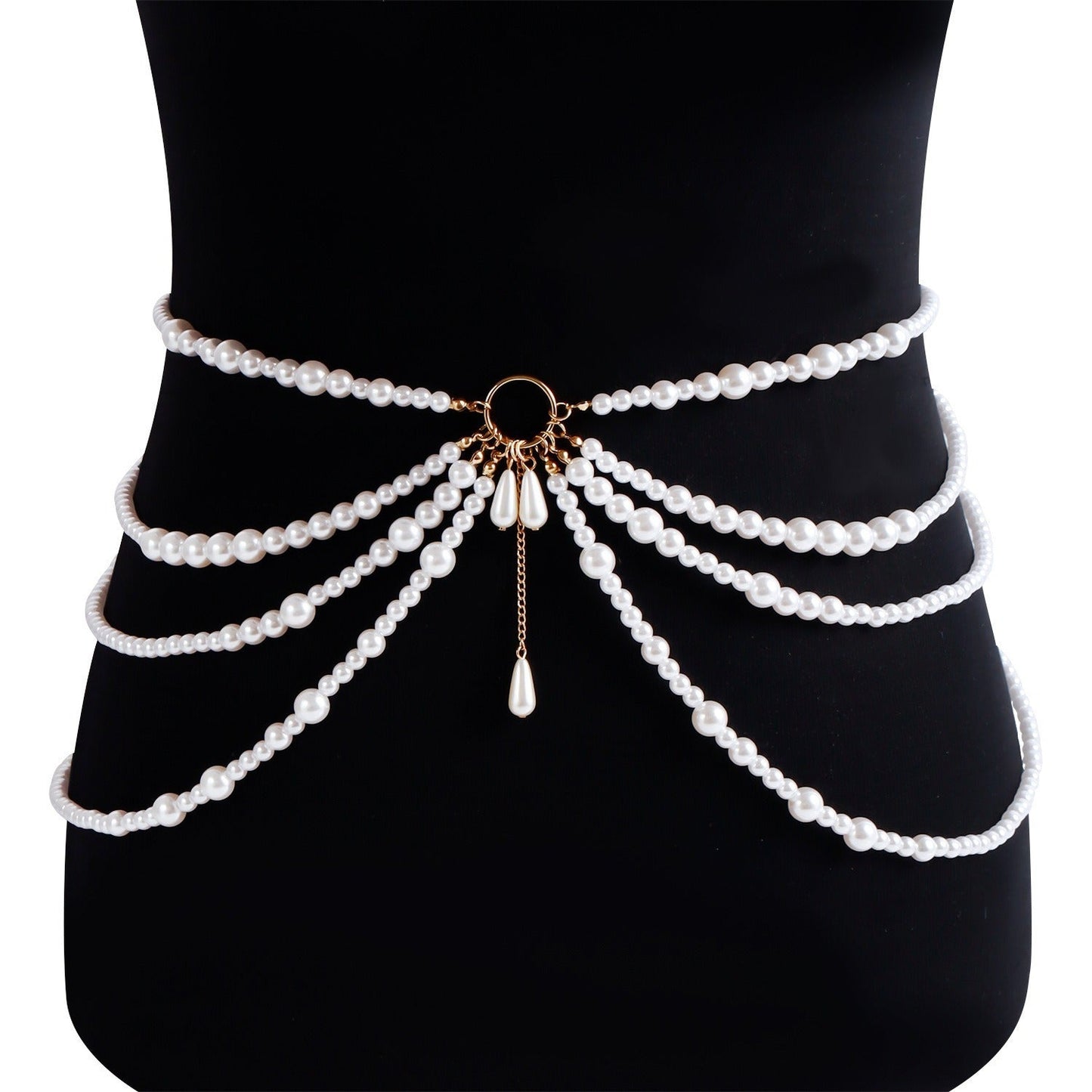 Fashion Multi-layer Pearl Metal Flying Ring Tower Silk Sling Waist Chain Nocturna-Pro