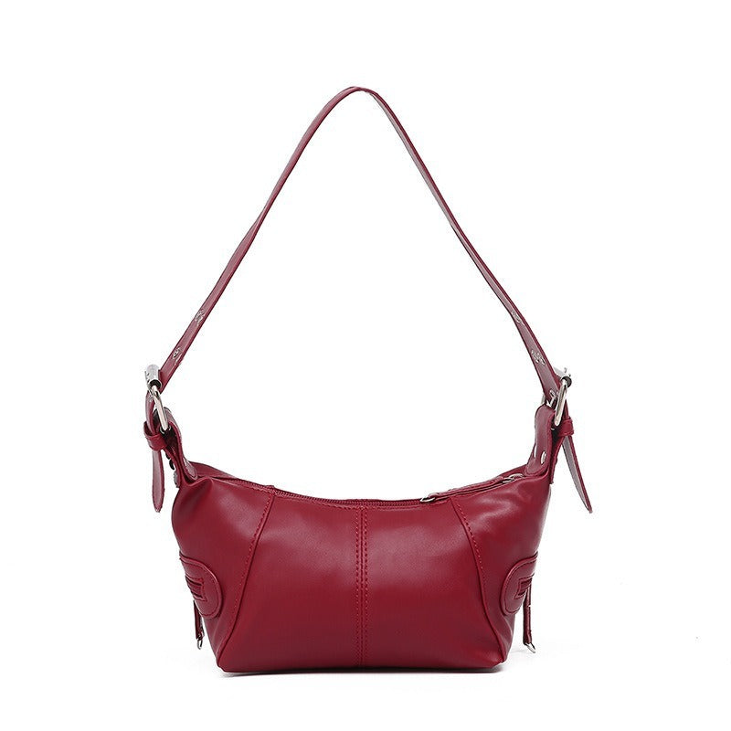 Retro Leather Zip One Shoulder Portable Underarm Bag Nocturna-Pro