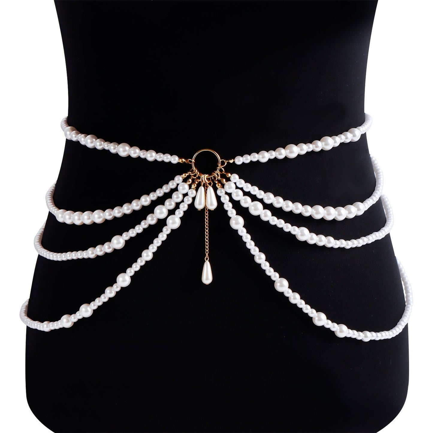 Fashion Multi-layer Pearl Metal Flying Ring Tower Silk Sling Waist Chain Nocturna-Pro