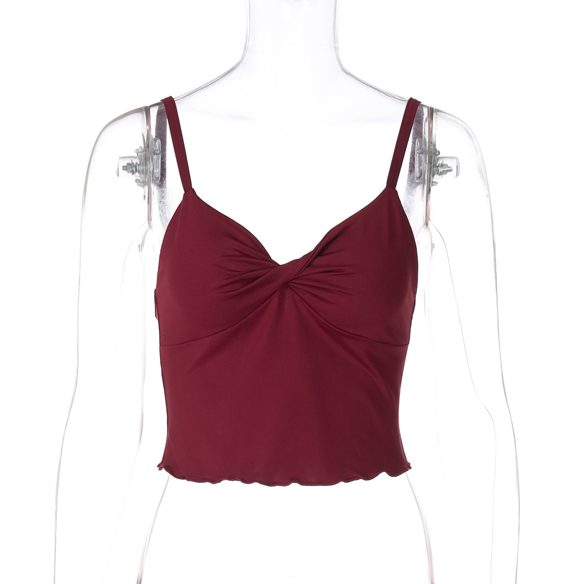 Women's Bow Camisole Backless Tank Waist Trimming Wave Edge Bandeau Sling Top Nocturna-Pro