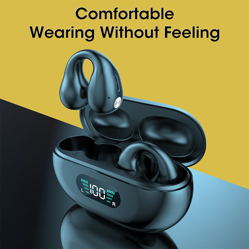 Bone Conduction Headphones TWS Earbuds Ear Clip Bluetooth 5.3 Touch Wireless Earphone In-Ear Bass HIFI Sports Headset Nocturna-Pro