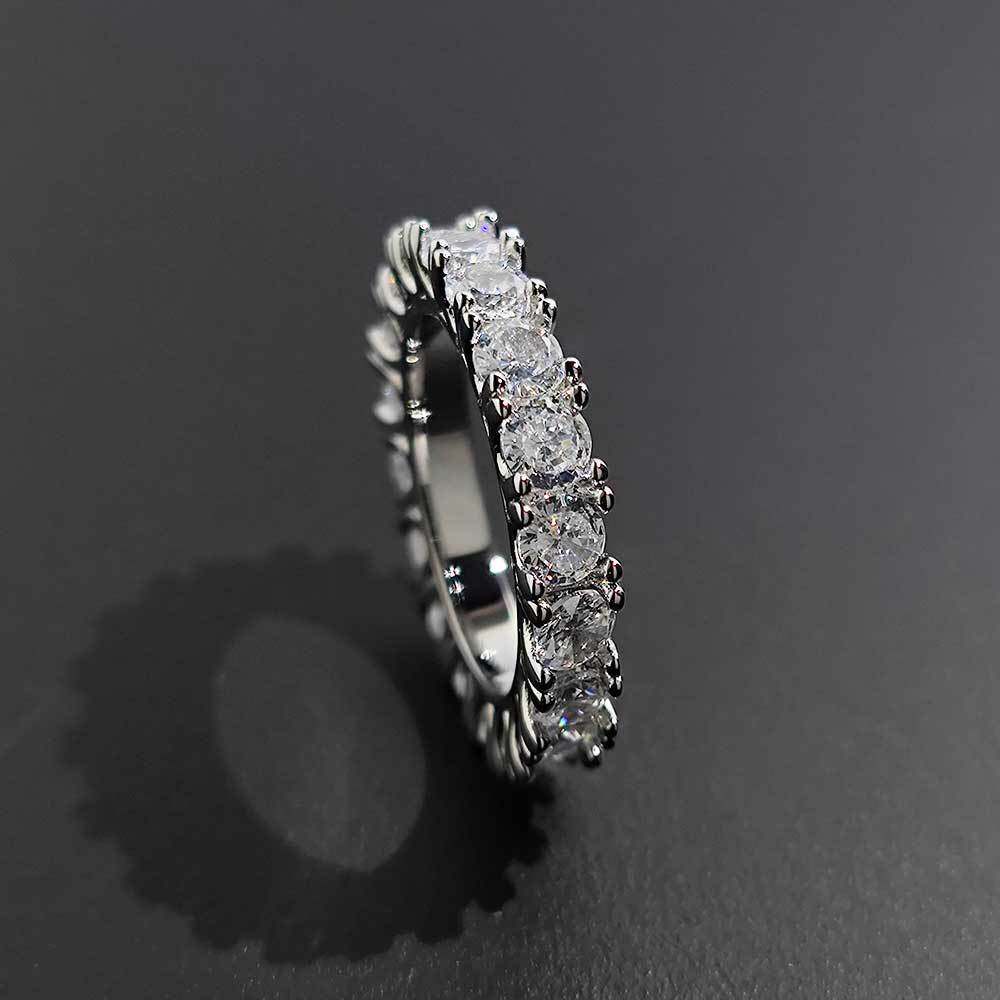 Hip Hop 4mm Single Row Zircon Ring For Men - Nocturna-Pro