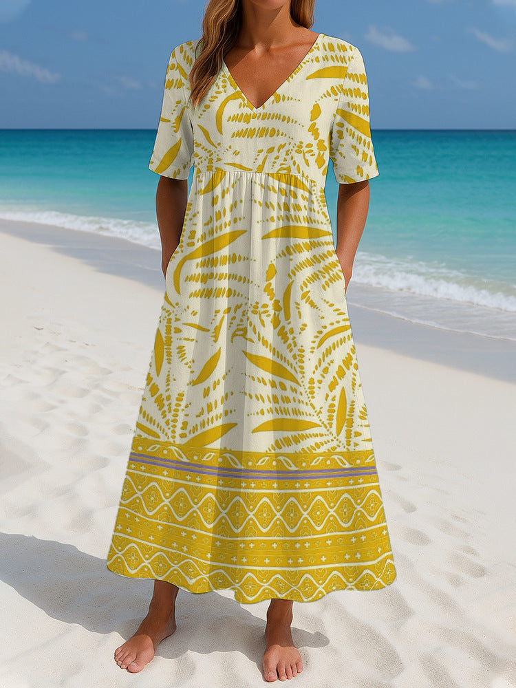 Women's Loose Fashion Printed Short Sleeve Dress Nocturna-Pro